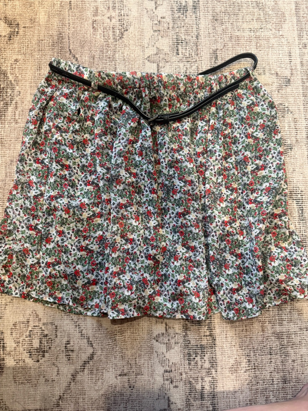 Mango Floral Skater Skirt with Belt